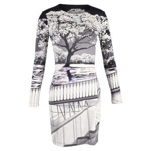 Mary Katrantzou Landscape Print Bodycon Dress in Multicolor Silk